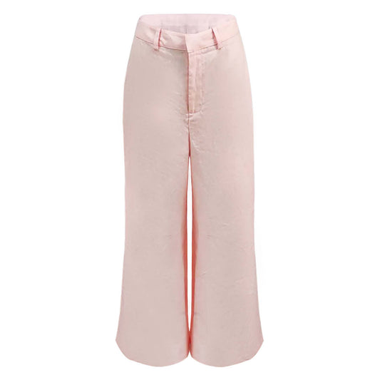 Linen Office Barbie Pink Suit Flare Pant